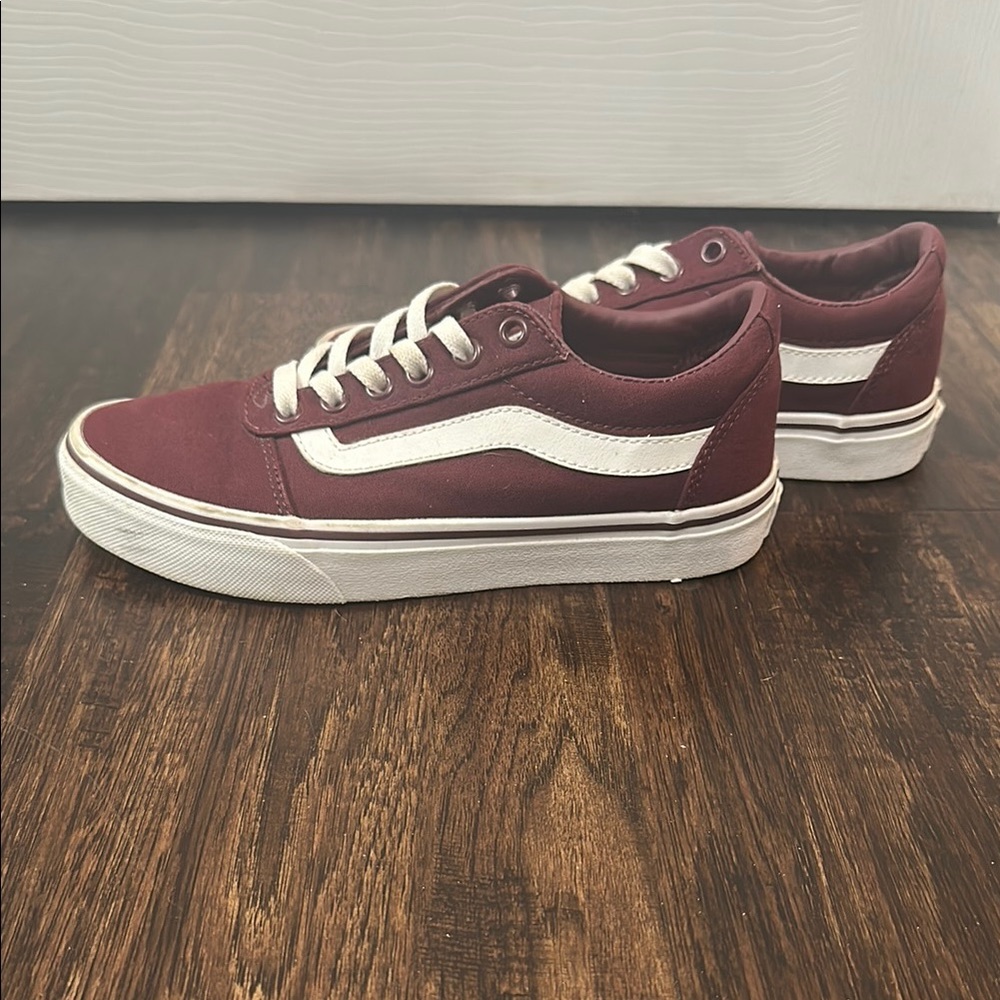 Vans Womens Burgundy and White Sneakers